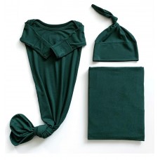 Knot Baby Gown & Swaddle Set - Dark Green (Newborn)
