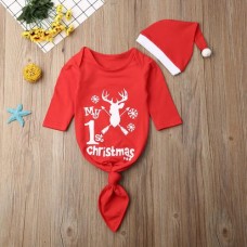 My 1st Christmas Knotted Gown Set of 2 (0-3months) - Red
